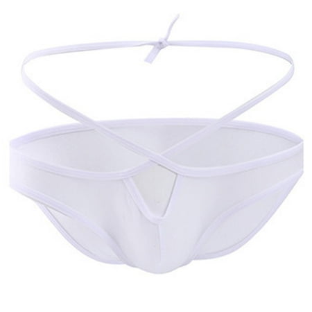 

JNGSA Men s Thong Underwear Men s Thong Bright Printed Low Waist Elastic Low Waist Men s T Top Briefs White