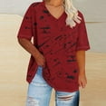 thumbnail image 2 of fatyb Plus Size Tops for Women V Neck Short Sleeve Graphic Tee Casual Loose Summer Womens Tunic Blouses, 2 of 4