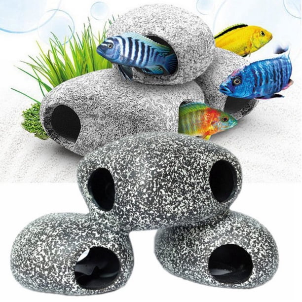 Cichlid Stones Ceramic Aquarium Rock Cave Decoration for Fish Tank