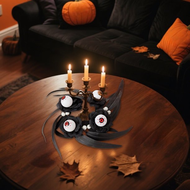Hogar y cocina, Decoración del hogar, Decoración navideña, Corona de calabaza y hoja de arce de Halloween, candelabro de flores con forma de globo ocular de terror, decoración de escritorio para fiest
