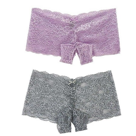 GZWYHT Cheeky Underwear Clearance Womens Underwear 2PC Sexy Women Lace Lingerie Plus Size Underwear Open Crotch Bowknot Underwear Lace Underwear Panties for Women Womens Sexy Underwear Dark Purple 4XL
