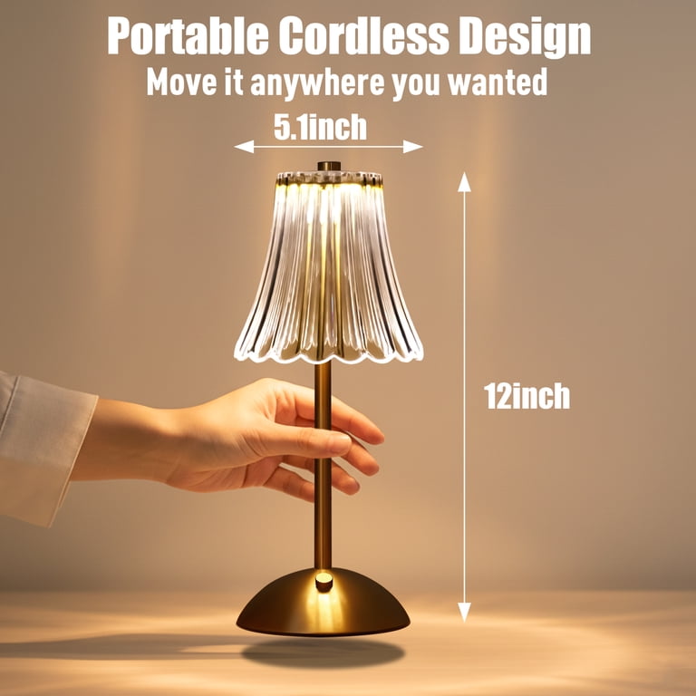 Daybetter Cordless Table Lamp, 12", Brass with Glass Shade photo 6