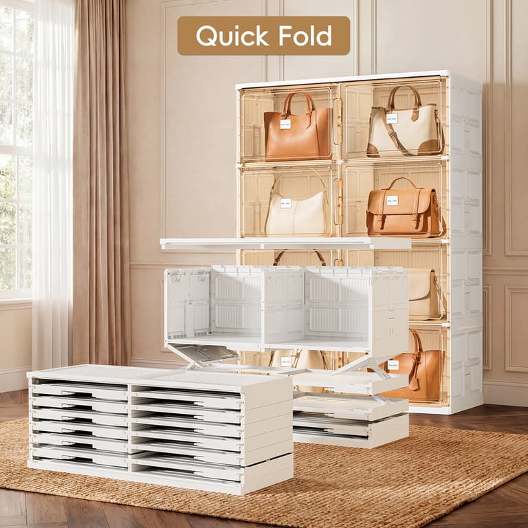 JEKO&JEKO 5-Tier Double Column Handbag Storage Cabinet, Foldable