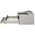 thumbnail image 2 of BARONAGE Twin Size Upholstered Daybed, Daybed with Three Drawers and Trundle, Beige, 2 of 19