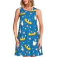 thumbnail image 1 of Balery Cartoon Goose Vestidos de verano para mujer con estampado: vestido holgado sin mangas, vestido playero informal y cómodo para días calurosos., 1 of 7