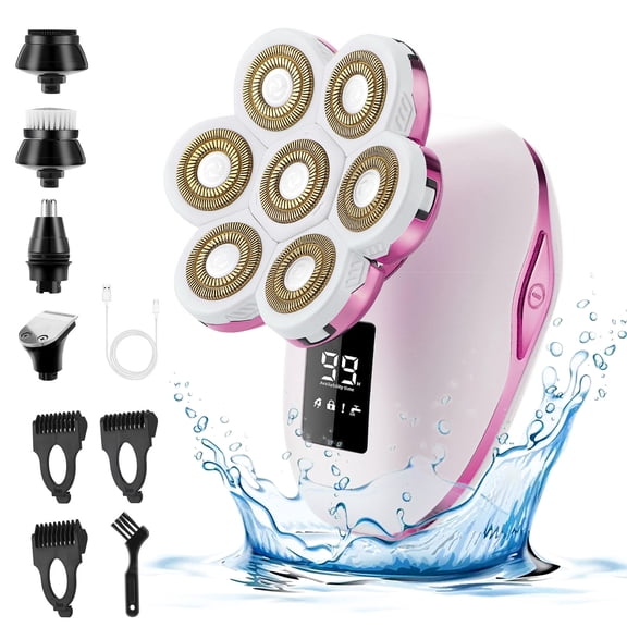 Hoey Electric Razors for Women,7D Gifts for Women,Cordless Electric Shaver with Detachable Head Wet & Dry Facial Hair Remover for Legs Painless Water Resistant