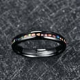 thumbnail image 4 of 4mm Unisex Black Tungsten Rings Inlaid with Crushed Created-Opal Wedding Engagement Band, 4 of 6