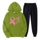 thumbnail image 1 of Puntoco Conjunto De Sudadera Y Pantalones Estampados Con Capucha De Manga Larga Informal Para El Día Del Cáncer De Mama De Otoño E Invierno Para Mujer Verde Xl, 1 of 2