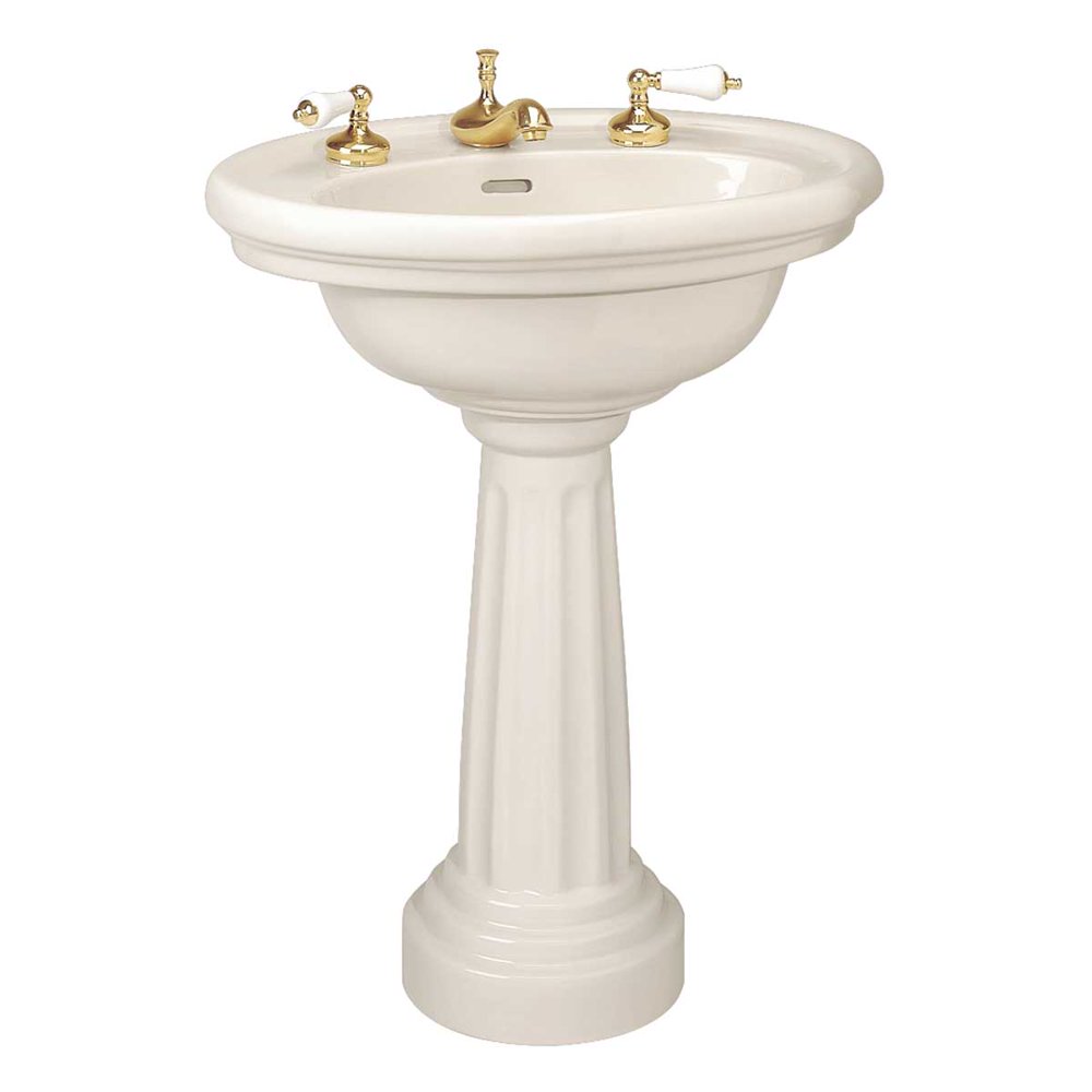 Bone Pedestal Sink Philadelphia Oval with 8" Faucet, Drain and PTrap