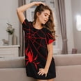 thumbnail image 3 of Kdxio Red Spider Pattern Womens Short Sleeve Sleepshirt Scoopneck Cute Nightdress Ruffle Comfy Nightgown, 3 of 6
