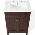 thumbnail image 6 of Modway Nantucket 24" Modern Wooden Bathroom Vanity in Walnut and White, 6 of 10
