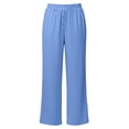 thumbnail image 3 of FRSASU Pants for Women Button Elastic Waist Spring Fall Pants Lightweight Solid Color Trousers with Pockets Sky Blue M(M), 3 of 7