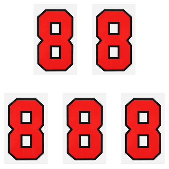 Iron on Number 8 Heat Transfer 8" Dark Red Single Number 5 Pack