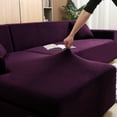 thumbnail image 5 of Eurhowing Sectional Couch Covers L-Shaped Sofa Covers, Velvet Super Stretch 2Pcs Sofa Slipcovers for 3 + 3 Seaters, Softness Corner Couch Cover, Purple, 5 of 11