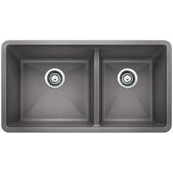 Blanco PRECIS 1-3/4 Bowl SILGRANIT Sink Metallic Gray