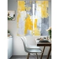 thumbnail image 4 of Gray Yellow Brush Sheer Curtains 63 Inches Long 2 Panels Graffiti Watercolor Light Filtering Semi Sheer Window Curtains Drapes for Bedroom Living Room 52"x63", 4 of 7