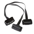 thumbnail image 1 of 16 Pin Obd2 macho a doble hembra Splitter Flat Thin Y Connector Cable de extensión (negro) (2 piezas), 1 of 2