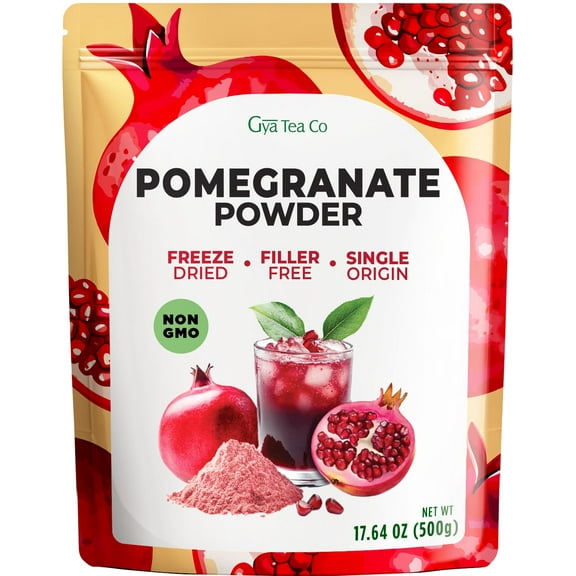 Gya Tea Co Pomegranate Powder 1.1lb (17.64 Oz) – 100% Freeze-Dried Whole Fruit – Antioxidant Rich Superfood For Smoothies, Drinks & Yoghurt – Immunity & Energy Boost – Non-GMO, Gluten-Free