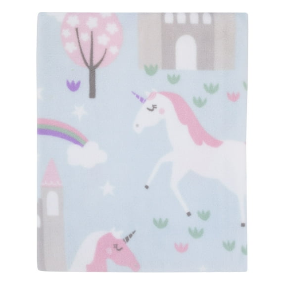 Everything Kids Unicorn Blue and Pink Plush Toddler Blanket