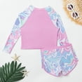 thumbnail image 6 of Girls Rash Guard Two Piece Swimsuit Toddler Long Sleeve Bathing Suit with Zipper UPF 50+ Sun Protection 3-7Y (Multicolour1/4Y), 6 of 9