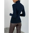 thumbnail image 5 of Ribbed Sweaters for Women Cute High Neck Knitted Warm Fitted Sweater Royal Blue One size, 5 of 8