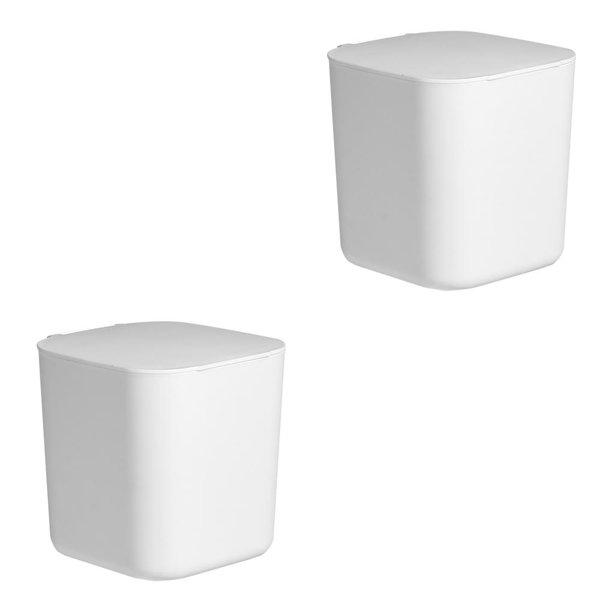 Inteprter Mini cubo de basura pequeño creativo, cubo de basura de escritorio, cesto de basura, de hogar, suministros de oficina de plástico, cubo de Blanco 2piezas Inteprter CBP097209