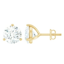 Rosec Jewels Lab Created Diamond Stud Earrings - Martini Earrings with Screw Back (1 Carat, 5 mm, EF-VS Grade), 18K Yellow Gold