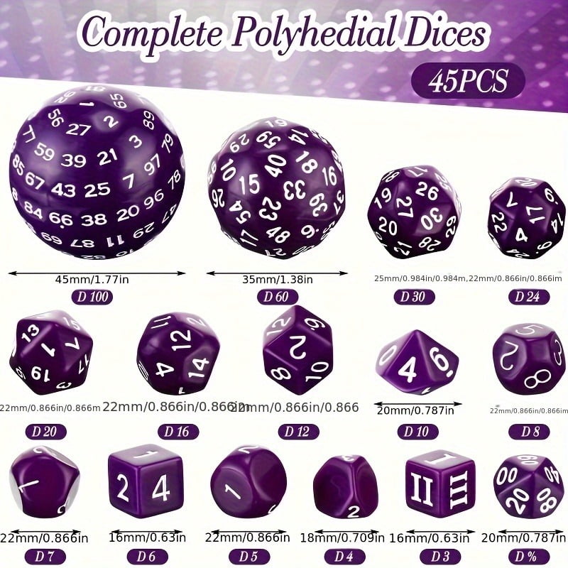 SWAJUJA 3 Set Polyhedral Dice Set, D3-D100 for DND RPG Tabletop Games