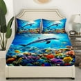 thumbnail image 3 of Erosebridal Marine Dolphin Sheet Set Twin,Ocean Wildlife Bedding Sets Twin Size,Marine Decoration,Breathable,3pcs, 3 of 7