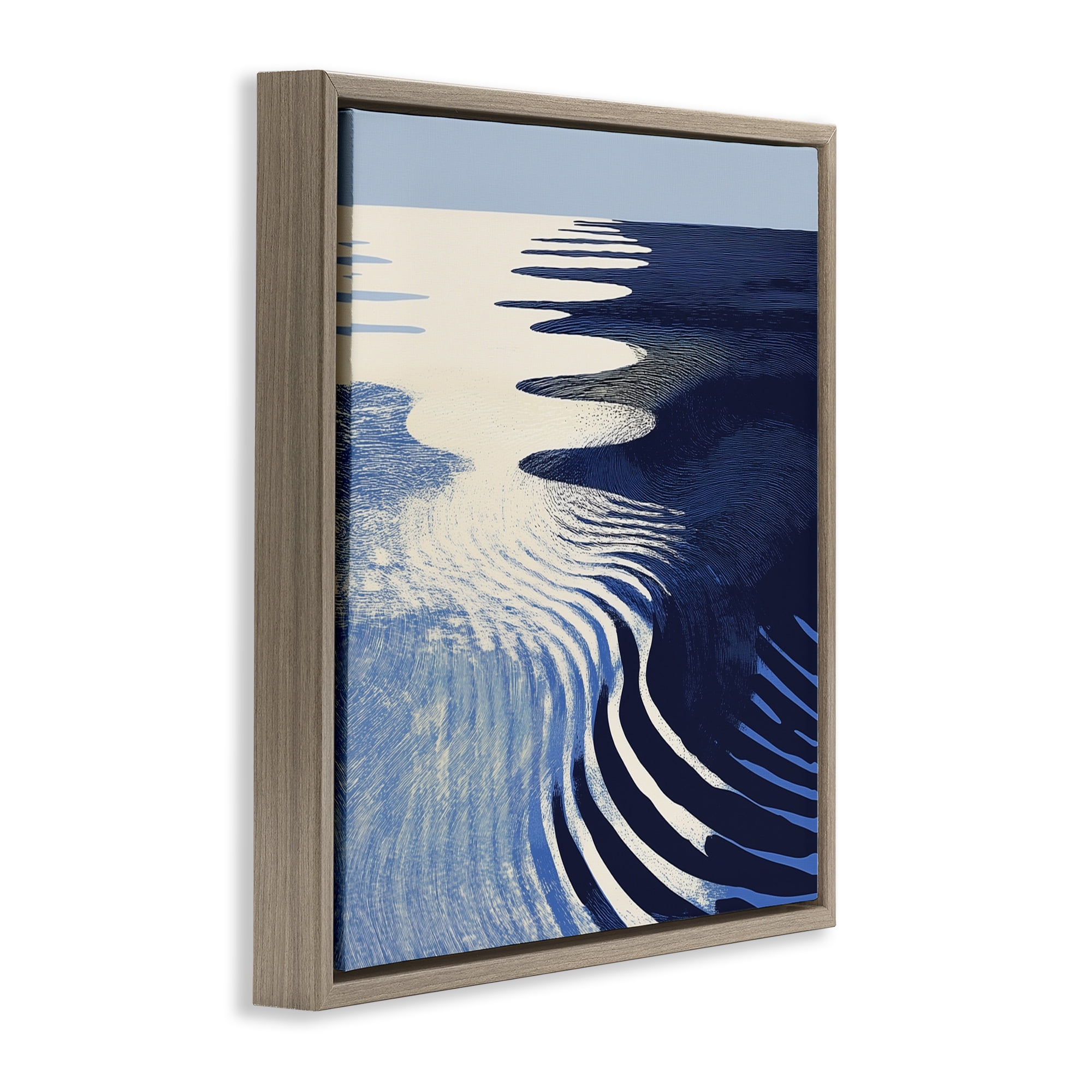 Stupell Industries Abstract Cobalt Ripples Brown Framed Floater Canvas Wall Art, design by Walker Noble