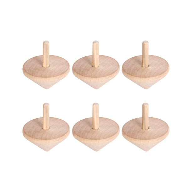 6 Piezas Tapas de madera sin pintar Novedad Giroscopios de madera Juguete sus propios juguetes de madera DIY para adultos Favores
