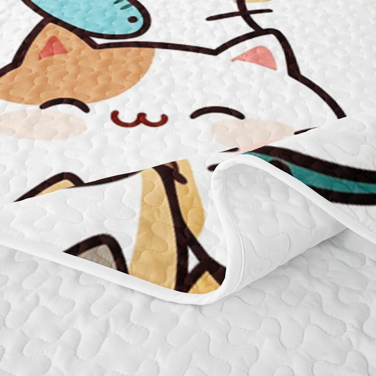 Full Cartoon meiyoeat Cartoon Cat Pattern Quilt Full,Cute Print Full Bedspread Sets ...