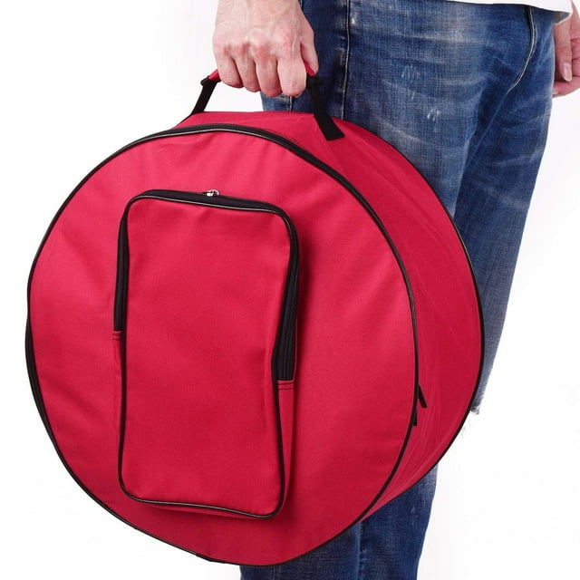 WIFKLSIIPG Compact Drum Bag Side Drum Bag, Drum Bag Tambourine Bag Backpack Case with Shoulder Strap Outside Pockets Percussion Instruments Accessories(Red)
