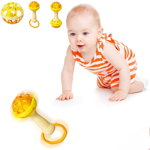 Newborn Toys Rattle, Educational Sensory Toys For Toddlers 1-3, Infant Toys 0-12 Months, Under 1 Dollar Items, Sensory Toys with Gentle Sound, Promotes Coordination, Baby Gifts (B)
