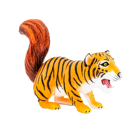 Randimals Tigre con cola de ardilla Figurita de juguete 5 Figura de acción de animal de goma dura premium Juguete Amigo híbrido fomenta la aventura y la imaginación