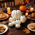 thumbnail image 6 of FEOLGEHLY Halloween Decorations, Mixed Size Artificial Foam Pumpkins Ornament Lot Color Choice Fake Pumpkin Set Seasonals Decor For Fall Harvests Halloween Table Arrangement (White), 6 of 6