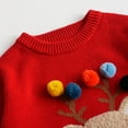 thumbnail image 3 of GYRATEDREAM Toddler Kids Girl Boy Christmas Sweater Long Sleeve Xmas Elk Reindeer Embroidery Knitted Crewneck Tops Baby Autumn Winter Warm Pullover Red for 2-6Y, 3 of 8