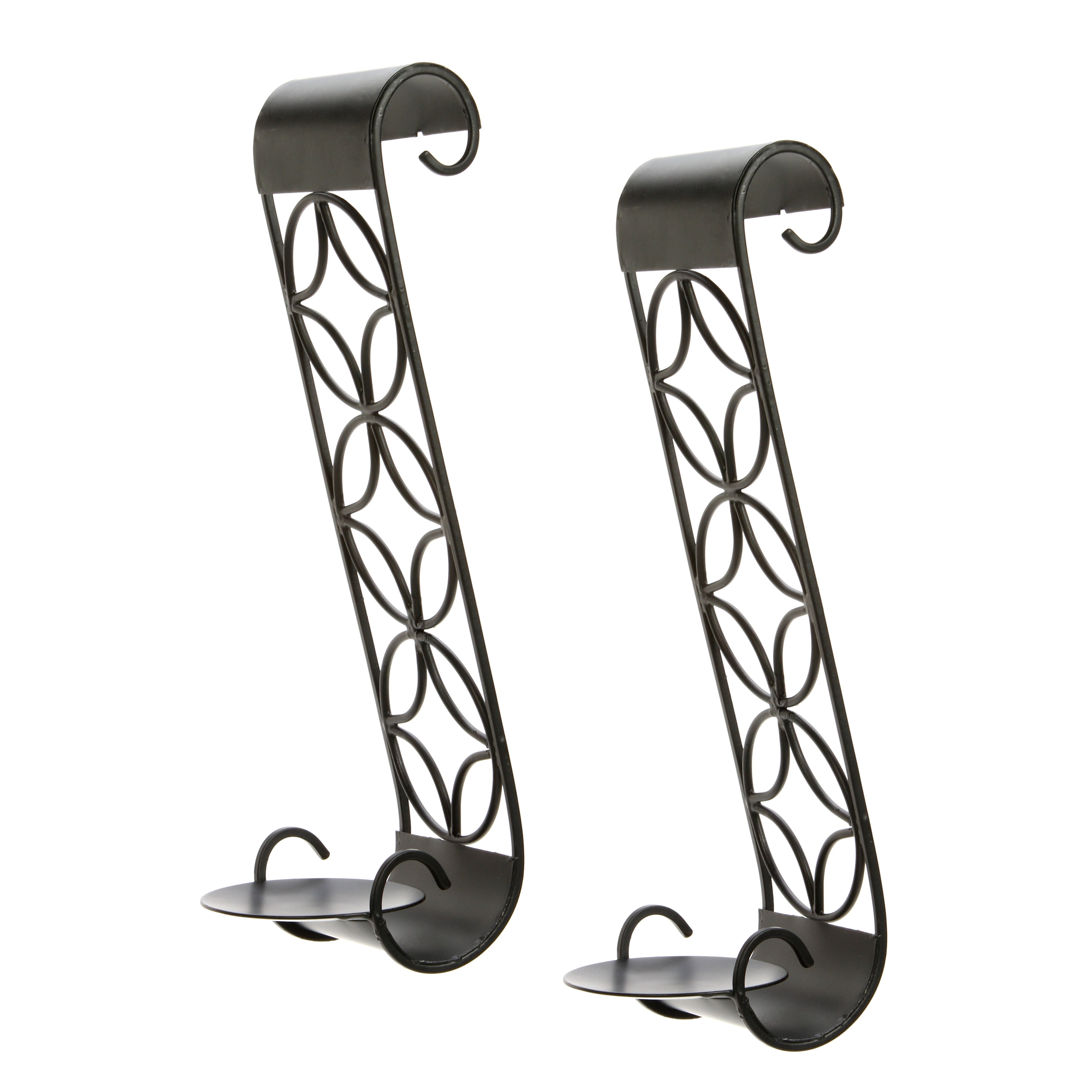 Hosley Set of 2, 14 inch High, Dark Brown Iron Pillar Candle Wall