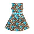 thumbnail image 2 of Girls Dress Flower Coffee Sundress Summer Beach Dress 7-8 Years, 2 of 5