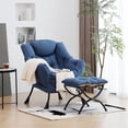 thumbnail image 2 of Lounge chair con ottoman: oversized accent chair, folding footrest, reading chair, royal blue, 2 of 8