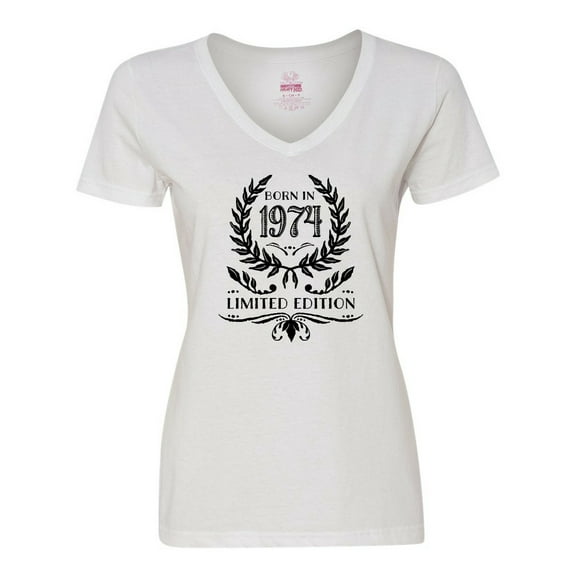 Inktastic Born in 1974 Limited Edition Women's V-Neck T-Shirt