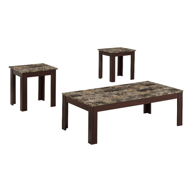 Coaster Rhodes Ensemble Occasionnel 3 Pcs Dessus en Faux Marbre Marron