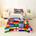 thumbnail image 4 of Manfei Country Flag Patchwork Twin Comforter Sets,Global Nation Bedding Set,Multicolor,Light Gray Reversible,2-Piece,1 Comforter and 1 Pillowcase, 4 of 7