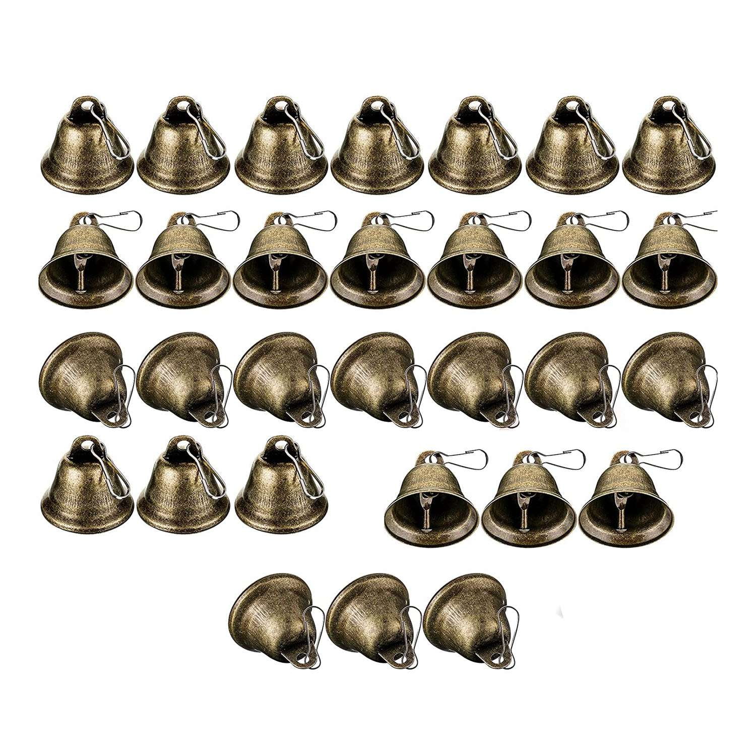 30 Pcs Bells Craft Small Bells Brass Bells Vintage Bells with Hooks