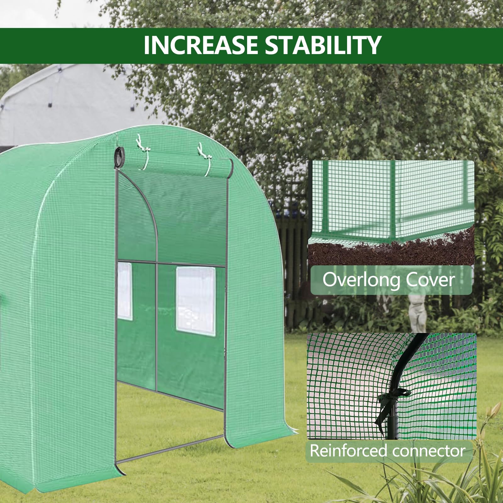 Danolapsi Walk-in Green House,Tunnel Green Houses Outdoor Portable Plant Gardening Upgraded Galvanized Steel Frame Zipper Doors