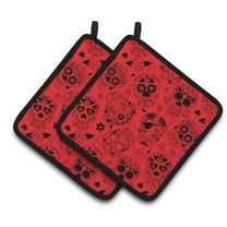 Carolines Treasures BB5119PTHD Day of the Dead Orange Pair of Pot Holders , 7.5HX7.5W, multicolor