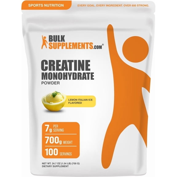 BulkSupplements Creatine Monohydrate Powder - Creatine Supplement, Micronized Creatine, Creatine Powder - Lemon Italian Ice, 7g per Servings, 700g (1.5 lbs)