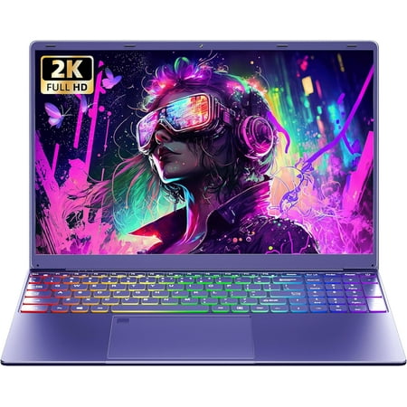 Latest 16" Purple Laptop-12th Gen Alder Lake N95 CPU, 12G LPDDR5 RAM, 512G NVMe SSD (Expandable to 4T+512G SD), Win 11 Pro/Office 2019, 2K FHD IPS+ Color Backlit KB, Perfect for Game/Work/Study