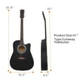thumbnail image 2 of 41in Acoustic Guitar, 6 String Full Size Cutaway Guitar with Gig Bag and Guard Board (Black), 2 of 8