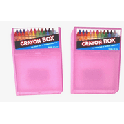Pink - Portable Storage Crayon Holder Container Storage Transparent Case School Supplies - 2 Count